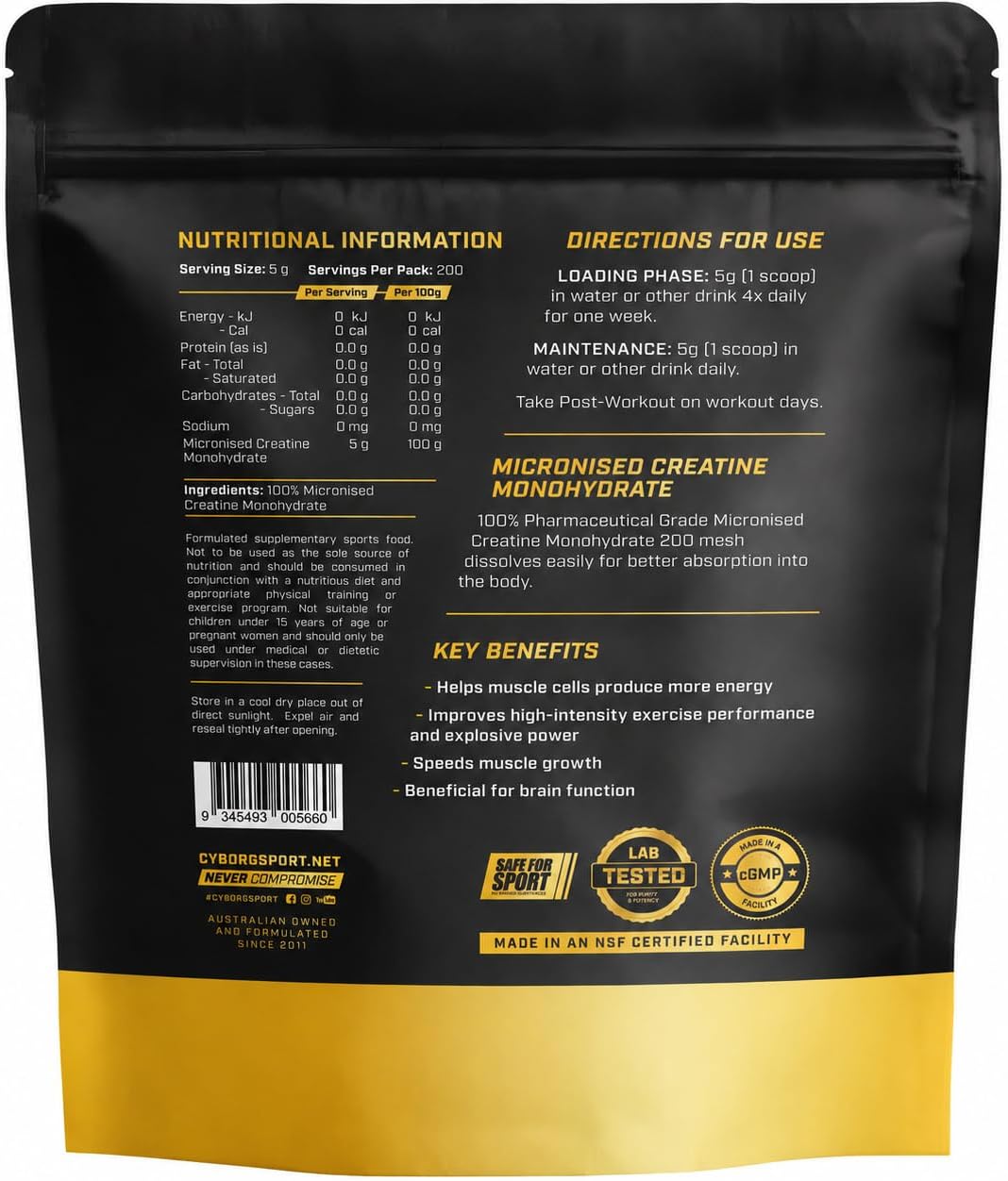 Micronised Creatine Monohydrate by Cyborg Sport