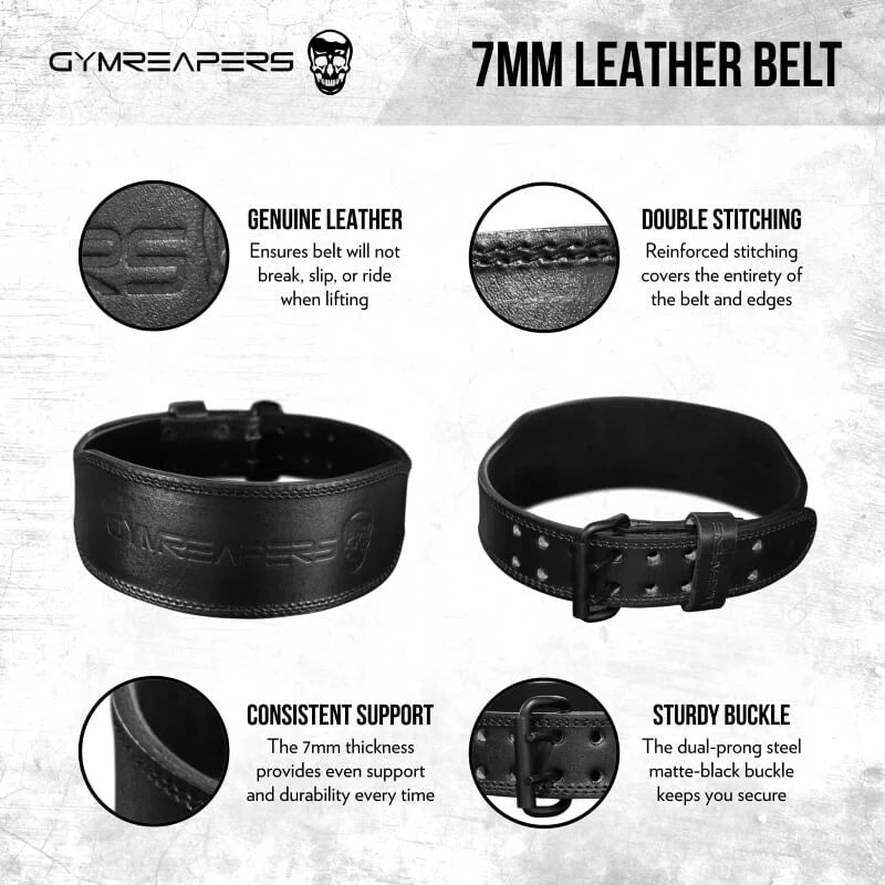 7mm Leather Double Prong Weightlifting Belt | GymReapers