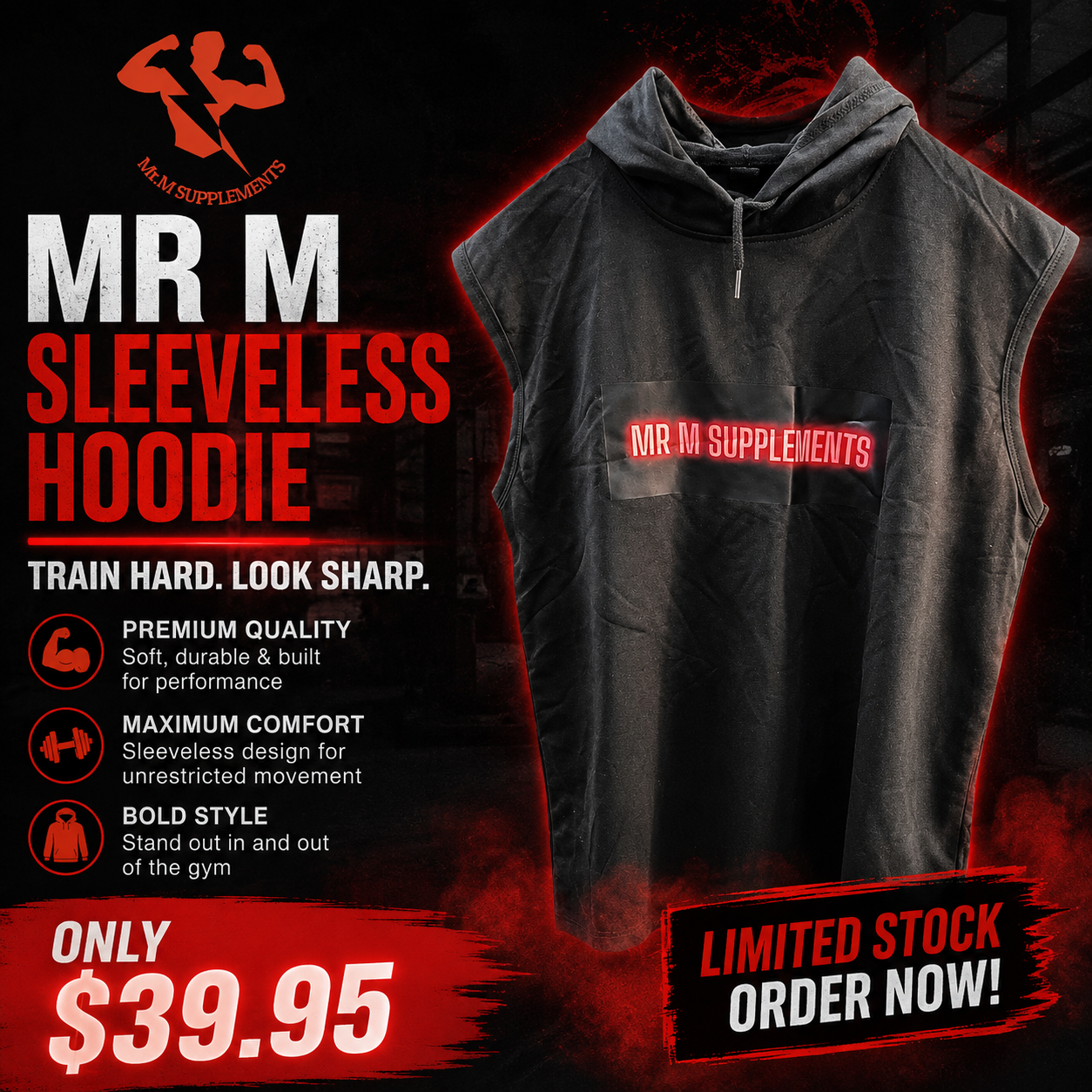 Mr M Supplements Sleeveless Hoodie
