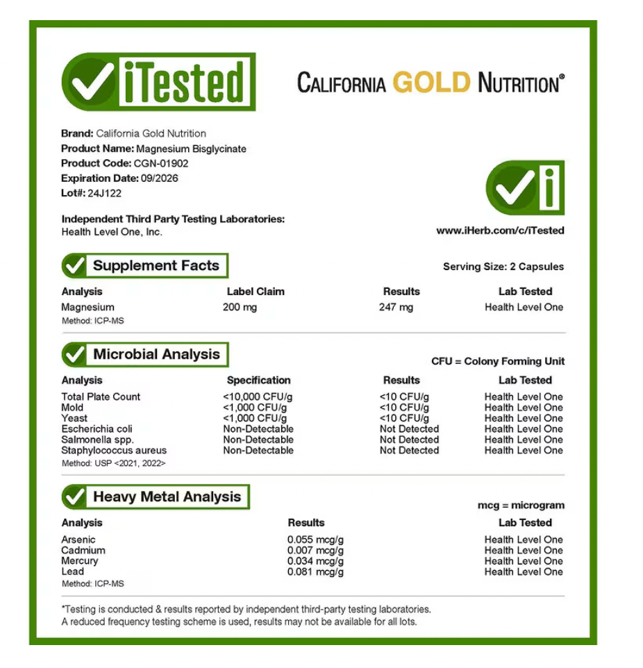 Magnesium Bisglycinate by California Gold Nutrition | 60 Capsules