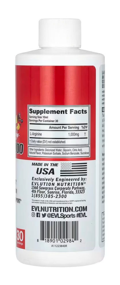 Liquid L-Arginine 1000 by EVL Nutrition | 30 Serves