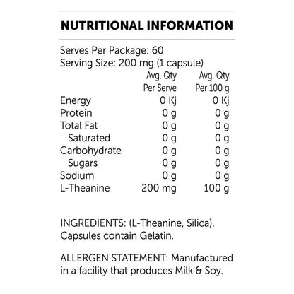 L-Theanine by Switch Nutrition | 60 Capsules