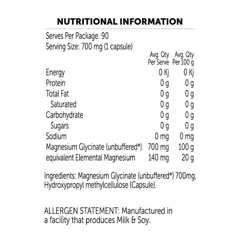 Magnesium Glycinate | 90 Capsules