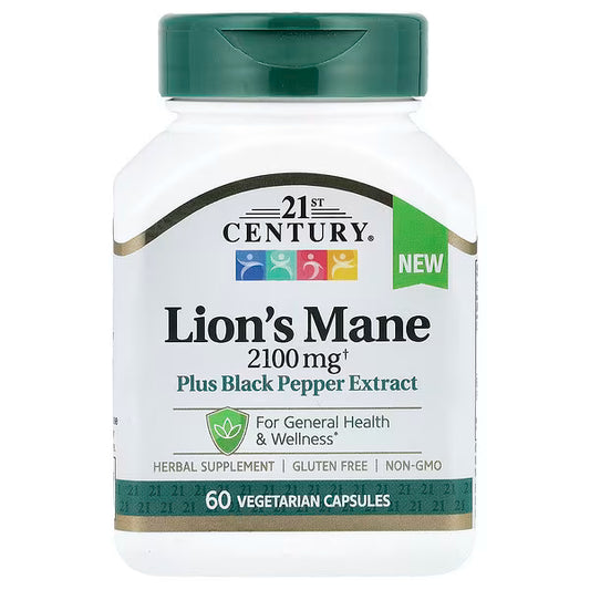 Lions Mane Plus Black Pepper Extract by 21st Century | 60 Capsules