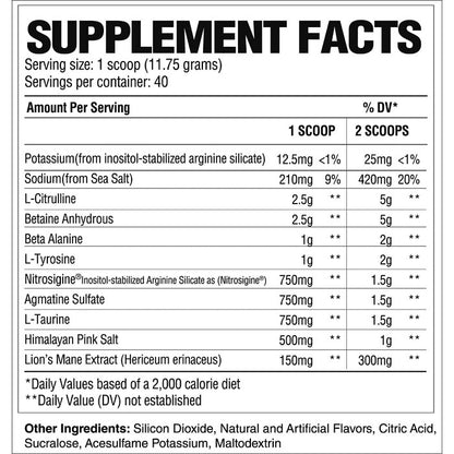Raw Nutrition Pump Non-Stim Pre-Workout | 40 scoops