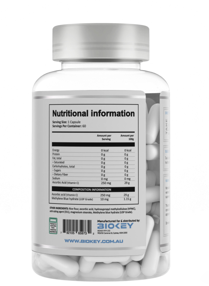 Methylene Blue by Biokey Nutrition | 60 Capsules