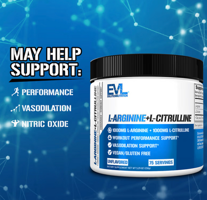 L-Arginine + L-Citrulline by EVL Nutrition | 75 Scoops