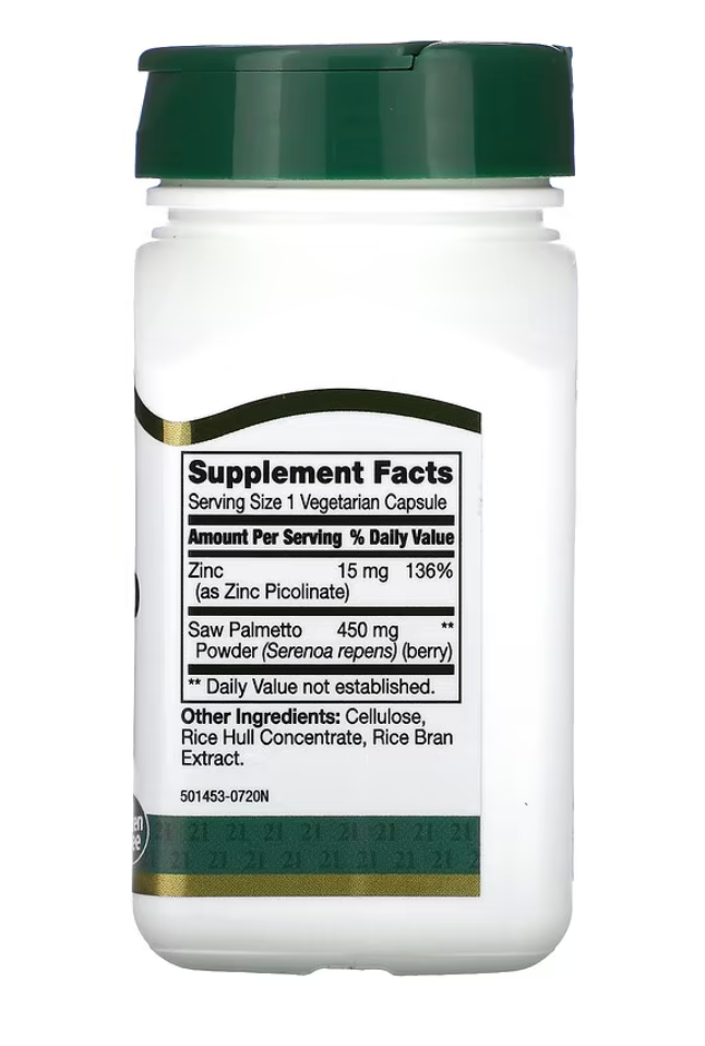 Saw Palmetto + Zinc Picolinate by Century 21 | 60 Capsules