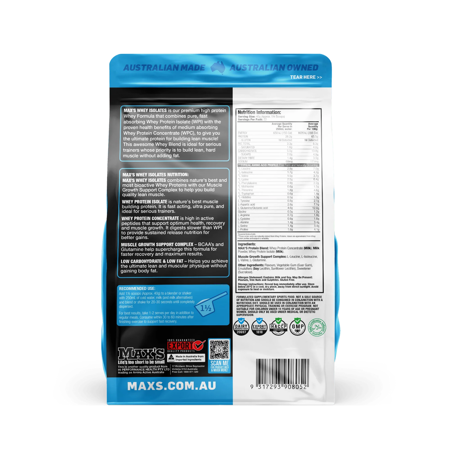 Whey Isolates by Max's